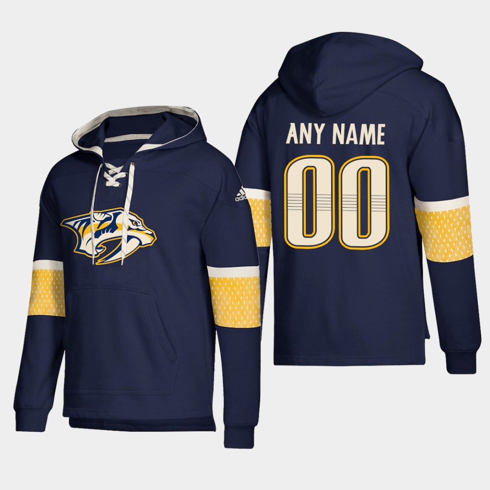 Men NHL Nashville Predators Custom Pullover Hoodie Navy jerseys->customized nhl jersey->Custom Jersey